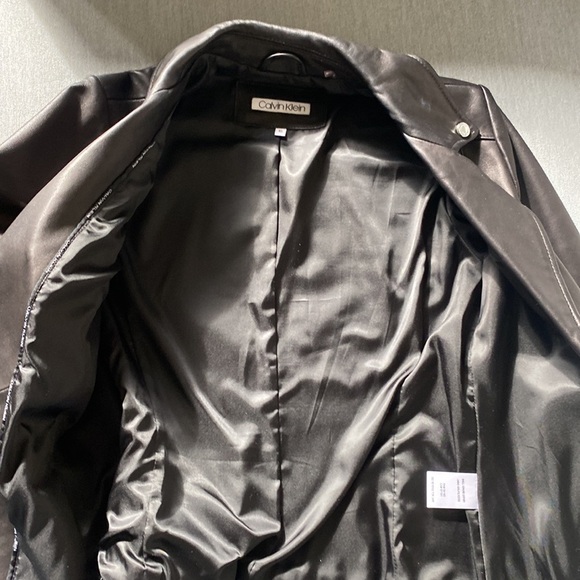 Calvin Klein Biker Leather Jacket Women’s in Black with Silver Hardware - Picture 8 of 10